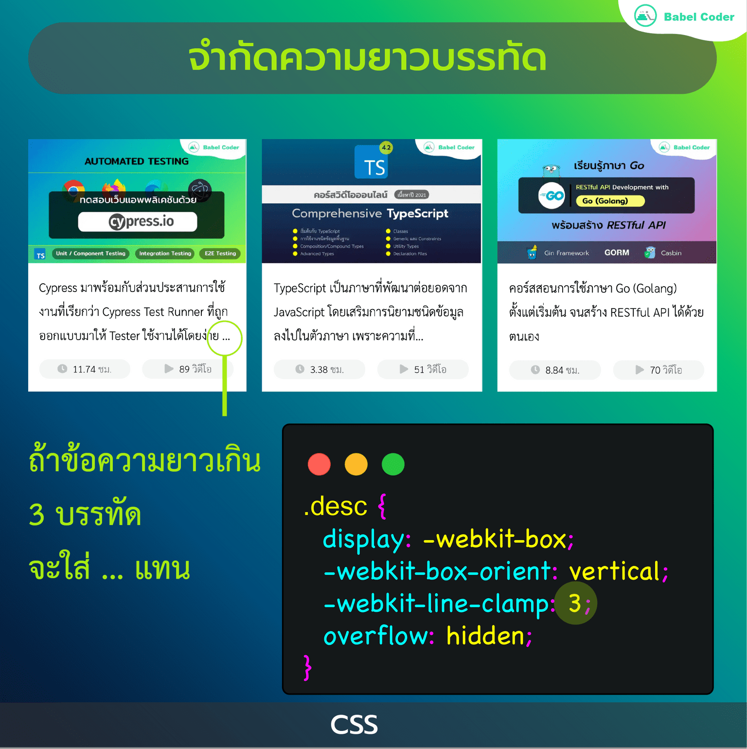จำกัดความยาวบรรทัดด้วย CSS lineclamp